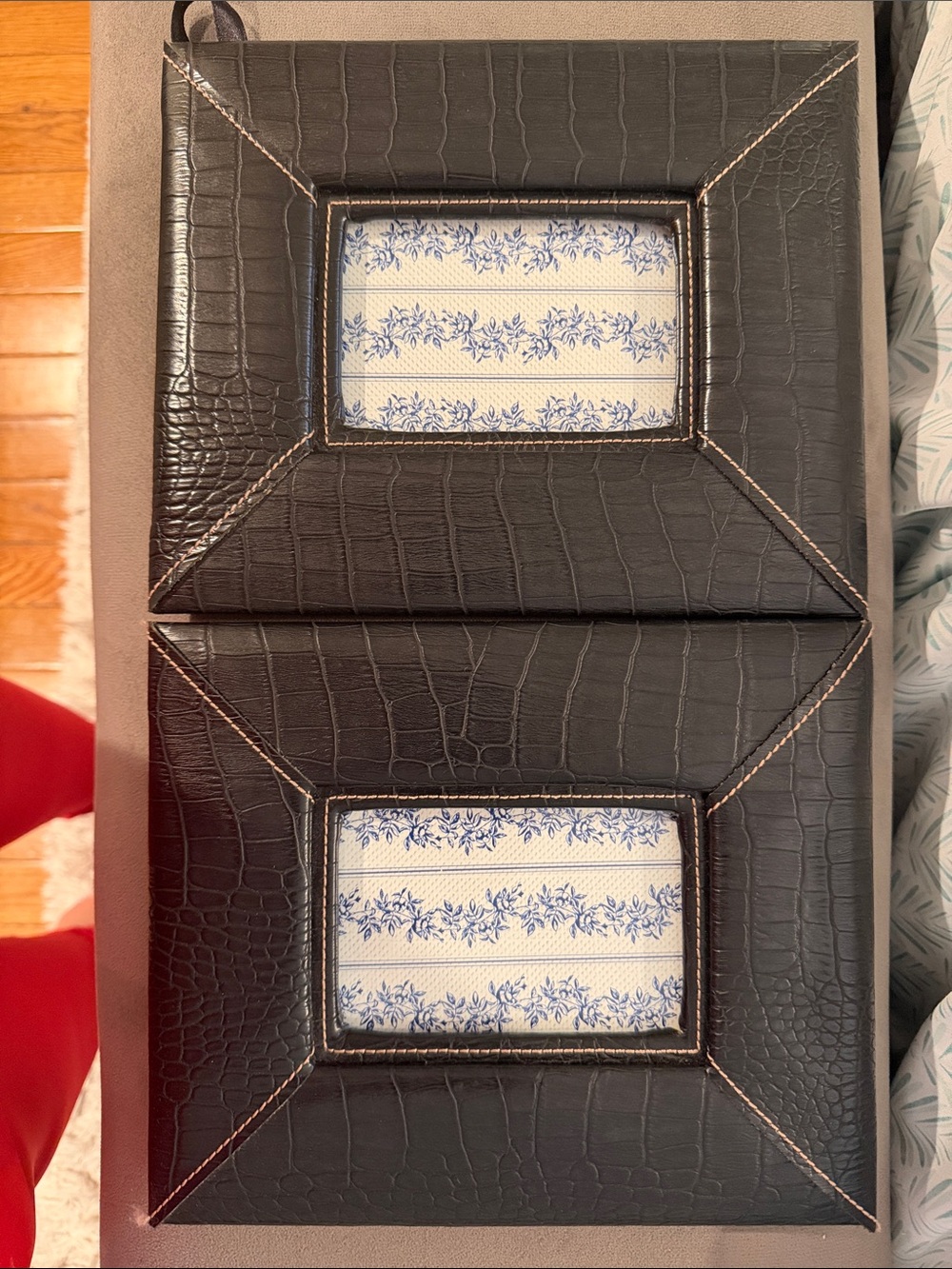 Dark Brown Faux Crocodile Double Photo Frame - Unknown Brand